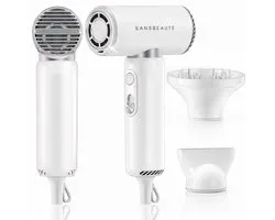 Sansbeauté® Föhn met Diffuser - EssentiaPRO Mini - Reisföhn met Opzetstukken - Reishaardroger - 110.000RPM - Sèche Cheveux - Ionische Haardroger met Borstel - Haarföhn met Defuser - Blow Dryer - Kappersfohn - 1300W - 220-240V