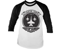 Top Gun Maverick Fighter Town Baseball Long Sleeve Tee Longsleeve White-Black