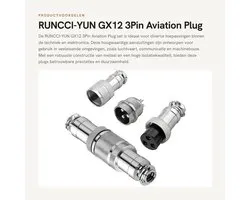 Dailygoods - GX12 3Pin Aviation Plug - 2 Stuks Metaal 12mm Panel Mount