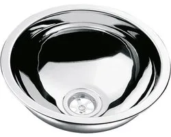 Allpa ronde RVS spoelbak 33 cm - hoogglans - met stop en afvoer