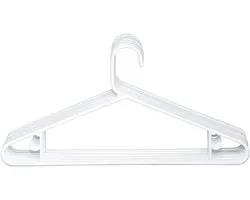 Clorox Witte plastic kleerhangers - 10 stuks | Ideaal voor dagelijks standaard gebruik | Twee accessoirehaken | Value Set