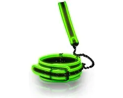 Collier avec laisse - Glow in the Dark - Vert néon/noir