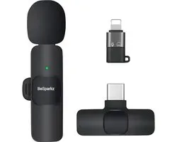 BeSparkz Draadloze Microfoon - Dasspeld Microfoon - Usb C & Iphone - Lavelier Microfoon - Plug & Play