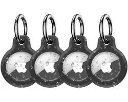 Porte-clés étanche adapté à Apple Airtag | Pack de 4 Zwart | Idéal pour animal de compagnie, chien, chat, vélo, voiture, clés, valise, fat bike | Coque | Porte-clés | Support | Porte-clés | Étui