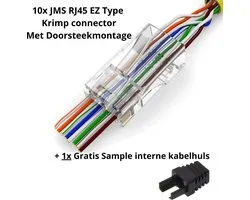 Connecteur à sertir de type JMS RJ45 EZ avec support enfichable pour câble réseau UTP CAT5, CAT5e et CAT6. - 10 morceaux
