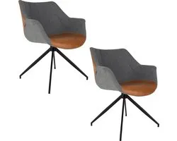 Zuiver Doulton Eetkamerstoelen Armleuning Vintage Bruin - Set van 2