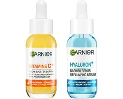 Garnier Vitamine C+* Glow Booster Serum & Garnier Hyaluron+ Barrier Repair Replumping Serum - Vermindert Pigmentvlekken & Hydrateert - Bundle - 2 x 30ml