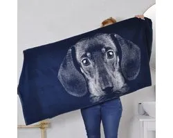 Teckel - hond - ruwharige teckel - handdoek - badhanddoek - teckel handdoek - strandlaken - katoen - 150x70cm