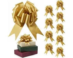 SHATCHI Large 30mm/3cm Ribbon Pull Arches for Party Wall, Gift Wraps, Christmas Trees, Wedding, Birthday Barriers Decoration Florist, Gold, 60pcs