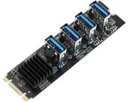 M.2 NVMe to 4 USB PCIE Riser Adapter, M2 M Key to PCIE 1X USB 3.0 Converter Card w/ Heatsink, PCI Express 1X to 16X - ShopVlot