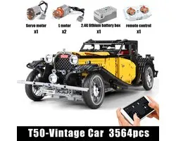 MOULD KING 13080D La voiture Vintage classique 50T MOC-25153 avec télécommande et moteurs.