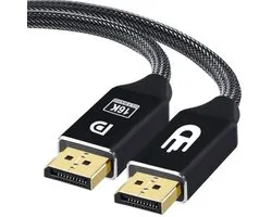 Drivv. Câble Displayport 2.1 - 16K 60Hz - 8K 60Hz - 4K 144Hz - 32.4GBps - Displayport 2.1 - Câble DP - 3 mètres - Zwart