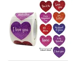 Valentijn - Moederdag Sluitsticker - Sluitzegel - Hart - 40 stuks - My Heart is Yours / Happy Valentine's Day / Love You / Be Mine / You are Loved | Valentijnsdag stickers - Envelop | Hartjes / Harten | Envelop | Cadeau - Gift | Chique inpakken