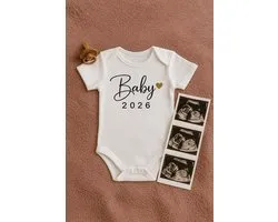 LuukyBB - Barboteuse Bébé 2026 - Or Wit - Annonce de Grossesse Annonce de grossesse - 3 mois Taille 62 - Tu vas être grand-père et grand-mère - Cadeau d'attente - Maman papa en attente - Oncle tante - Annonce de grossesse