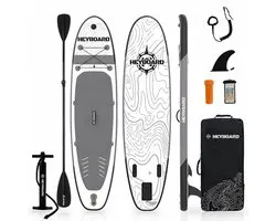 HEYBOARD SUP Board - 320x81x15 cm - Load Capacity 200 kg - Complete Set (2-in-1 Dual-Purpose Paddle), Inflatable Paddle Board