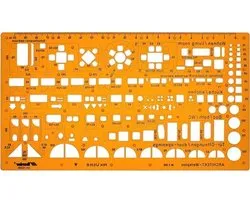 Tekensjabloon Architectuur - Sanitair Meubel - Technische Tekeningen - Schaal 1:100 - 22.5 x 12.5 cm - Oranje Transparant
