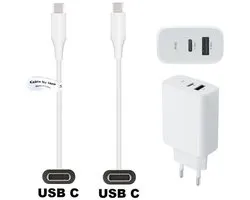 Chargeur ultra rapide OneOne 30W avec 2 ports. Chargeur avec câble USB C vers C extra résistant de 2,0 m. Adaptateur de chargeur PD compatible avec Xiaomi Mix Flip, Mix Fold 3, Mix Fold 4, Civi 4 Pro, Pad 7, Pad 7 Pro