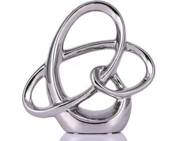 Silver Ceramic Sculpture 22 cm – Modern Abstract Deck Figur – Elegant Table Decoration for Living Room, Cabinet - ShopVlot