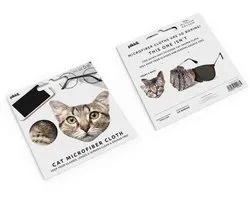 pikkii Cat Glasses Cloth – Microvezel Brillenpoetsdoek met Katten Design | Brillenreiniger & Schermdoekje 12x12x0.2cm 20gr