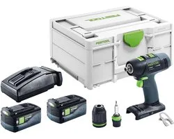 Festool T 18+3-Basic accuboormachine 18 V 50 Nm borstelloos + 2x accu 5,0 Ah + oplader + Systainer