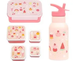 Bundel A Little Lovely Company Back to school set - Drinkfles RVS/4 Snackdozen/Bentobox - IJsjes