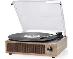Platenspeler Bluetooth – 3 Snelheden – Vinyl Record Player met Ingebouwde Speakers – Automatische Stopfunctie – 7/10/12 inch Platen – Cyaan