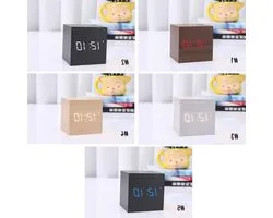 Wake Up Light Radio Mini Wood Sounds Control Clock New Modern Wood Digital LED Desk Alarm Clock Bedside Clock Calendar Table Decor Sunrise Alarm Wake Up Light (Color : C)