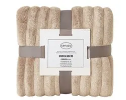 Ceruzo Fleece Deken 200x240 cm - XXL Plaid - Taupebruin - Zacht Fleece - Sprei 2persoonsbed