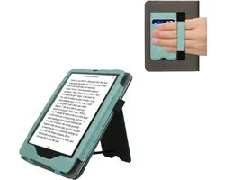 kwmobile flip cover voor e-reader - geschikt voor Amazon Kindle Paperwhite (2024) / Colorsoft - Van imitatieleer en -suède - In mintgroen / donkergrijs