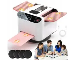 Machine automatique à mélanger et à distribuer les cartes - Mélangeur électrique - Mélanger et distribuer - Base pivotante à 360° - 4 boutons de distribution - 12 joueurs - Mélangeur de cartes - Pour Poker & Blackjack & UNO - Blanc
