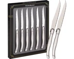 KitchenMonster Steakmessen Messenset Laguiole - 6 stuks RVS 23cm