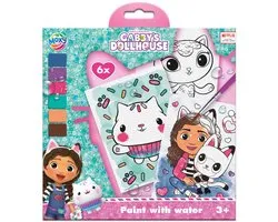 Gabby's Poppenhuis Schilderen met water - 6 kleurplaten, 6 kleuren verf en penseel - Speelgoed Kinderen - Knutselen - Voor meisjes en jongens - Ook voor kleuters - Vanaf 3 jaar - Moxy