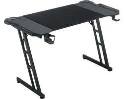 Grote Gaming Desk met LED Verlichting, 140x60 cm - Ergonomische Computer Tafel met Bekerhouder en Hoofdtelefoonhaak