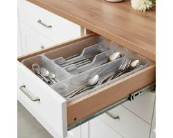 Range-couverts Hega Hagor - range-couverts - 5 compartiments - blanc perle - 34 x 25 x 4 cm - Accessoires de rangement de Cuisine