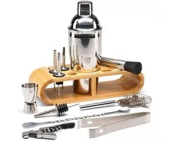 12-Delige Cocktail Set – Complete bartool set met shaker, accessoires en houten standaard
