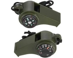 2 Stuks Noodfluit met Sleutelkoord - 3-in-1 Noodfluitjes Met Kompas & Thermometer - Survival Whistle - Noodfluitje bij Ramp - Avonturen - Kamperen - Bergbeklimmen - Luide Alarmfluit voor Noodgevallen - voor Buiten Wandelen