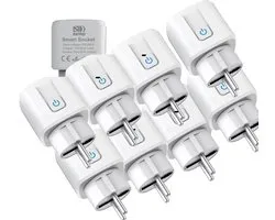 8 pièces - Navid Smart Plug - WiFi - Smart Plug - Google Home & Amazon Alexa - Minuterie et compteur d'énergie via application pour smartphone - Smart Home