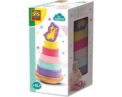 SES Creative - Tiny Talents - Tour à empiler en bois Licorne - speelgoed de motricité fine - empilage coloré - apprentissage des formes et des couleurs - speelgoed en bois - thème licorne - speelgoed éducatif pour bébé