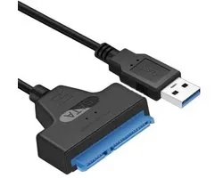 Câble SATA - Connexion SATA 22 broches - USB 3.0 - Serial ATA - Transfert de données vers HDD ou SSD - Disque externe - 22 broches - Zwart/ Blauw - CHPN