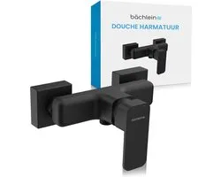 Bächlein Universele Douchemengkraan in Hoekig Ontwerp - Complete Mengkraanset inclusief alle accessoires - Eenhendel Douchekraan Mat Zwart - vierkant