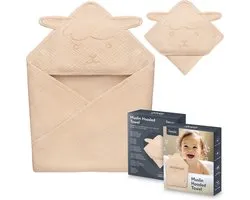 Lionelo Serviette Bébé à Capuche en Mousseline – Serviette douce avec capuche en 100 % coton – Cape de bain respirante, hypoallergénique & sans irritation – Excellente absorption – Pour nouveau-nés & enfants – 75x75 cm