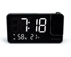 Projectorklokradio - THOMSON - Zwart - FM-radio - Temperatuur - Vochtigheid - Dubbel alarm - USB-C - Voeding 230V