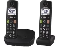Panasonic KX-TGU-112EXB, téléphone résidentiel DECT senior, grandes touches, 2 combinés, sans répondeur, noir