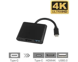 Innerlight® Connect+ - Adaptateur USB C vers HDMI - Black Edition - Convertisseur Type-C vers HDMI - HUB USB C - USB C vers USB C / USB 3.0 / HDMI - Convient pour Apple MacBook Air et Pro - Convient pour Samsung - Convient pour Microsoft Surface Pro