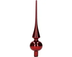 Decoris Kerstboom piek - donkerrood - 26 cm - glas - glans - kerstpiek - kerstversiering