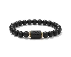 Walletstreet Perles Onyx Bracelet bijoux élastiques - Pierre d'Agate noire - Natuursteen- pour homme et femme - Cadeau de Noël - Cadeau idéal