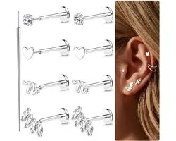 16G/18G/20G acier chirurgical Tragus piercing bijoux Labret piercing bijoux Sans fil Push in nez Studs Tragus boucles d'oreilles Flat Back Tragus Stud Lèvre Medusa Helix piercing bijoux 6/7/8MM