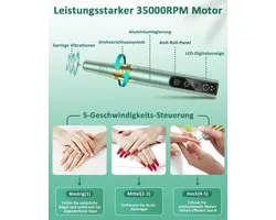 Cordless Electric Nail Drill Machine Professional Salon 30000RPM - Manicures Portable Nail File for Gel Nails - Acrylic Sanding and Polishing Tools for Manicure Beginners