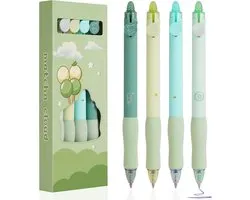 Erasable Ballpoint Pen - 4 Blue Rollerball Pens - Erasable Gel Pen - 0.5mm Eraser Pen - Bear Cartoon Erasable Pen - Erasable Pen voor Kinderen - Studenten Gift - School Kantoor Benodigdheden - matcha
