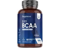 WeightWorld BCAA tabletten - 2000 mg - 180 vegan tabletten voor 3 maanden - Met aminozuren L-leucine, L-isoleucine en L-valine